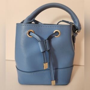 Zara Sax Mini Rigid Bucket Bag Sky Blue Basic Crossbody & Fixed Handle